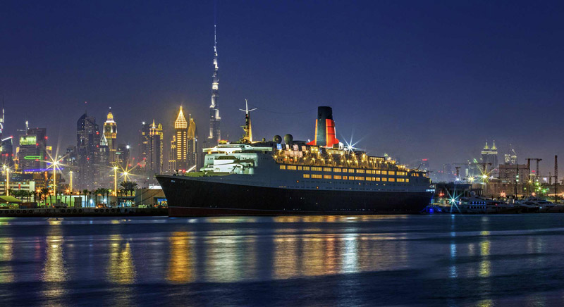 QE2 was a cruise ship briefly used in the falklands war, not sure why thats the focus here.